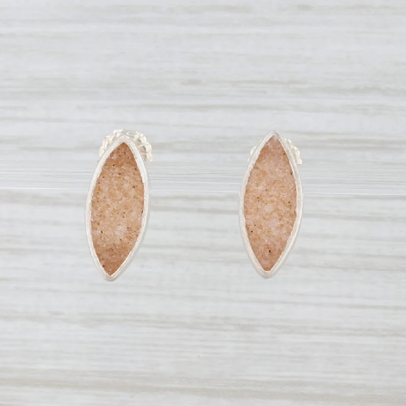 women's earrings with diamond studs -New Nina Nguyen Sand Druzy Quartz Earrings Sterling Silver Marquise Drop