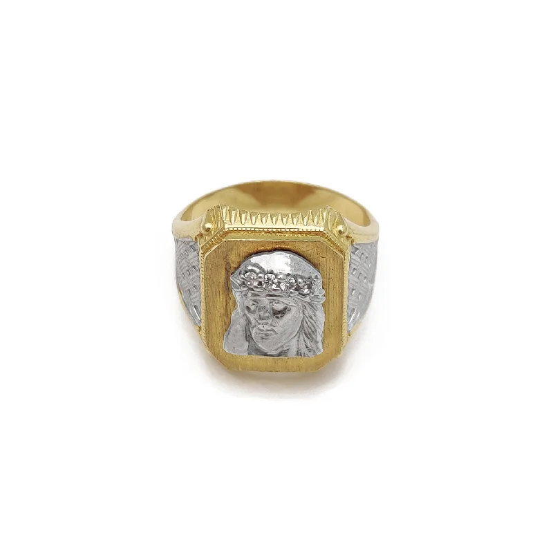 women's rings with layered look -Jesus Signet Ring (14K)