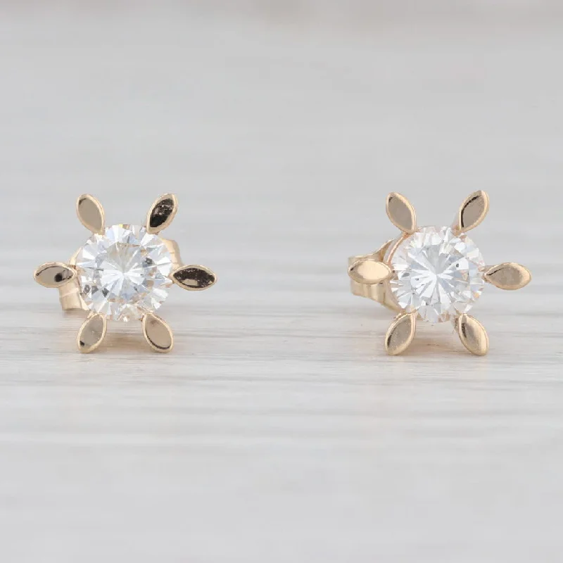 women's earrings with sophisticated look -0.74ctw Round Diamond Solitaire Stud Earrings 14k Yellow Gold