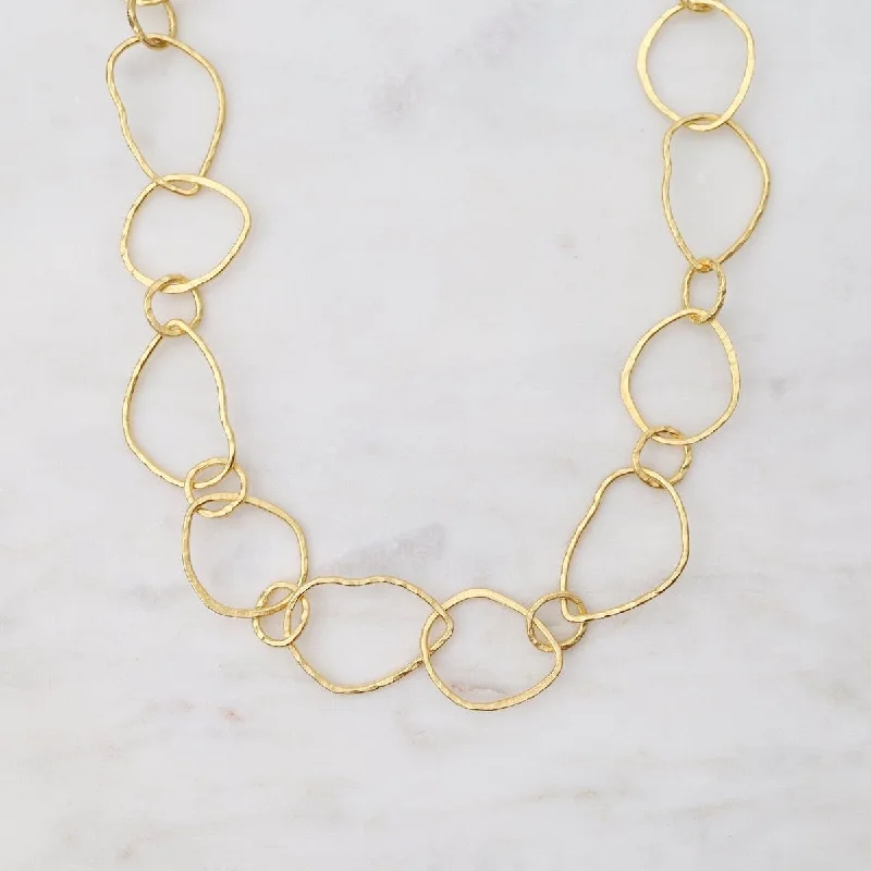 women's necklaces with diamond accents -Gold Irregular Circles Link Chain Necklace