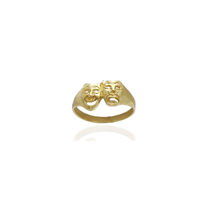 women's rings with sleek silhouette -Comedy/Tragedy Ring (14K)