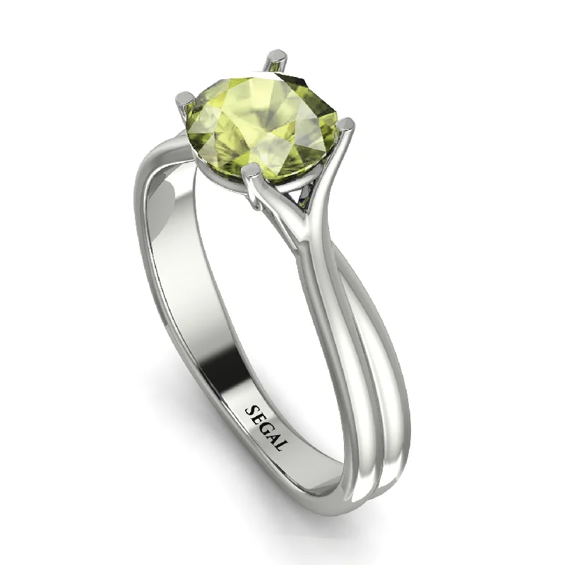 women's engagement rings with moissanite center -Solitaire Twist Shank Peridot Ring - Eleanor No. 703