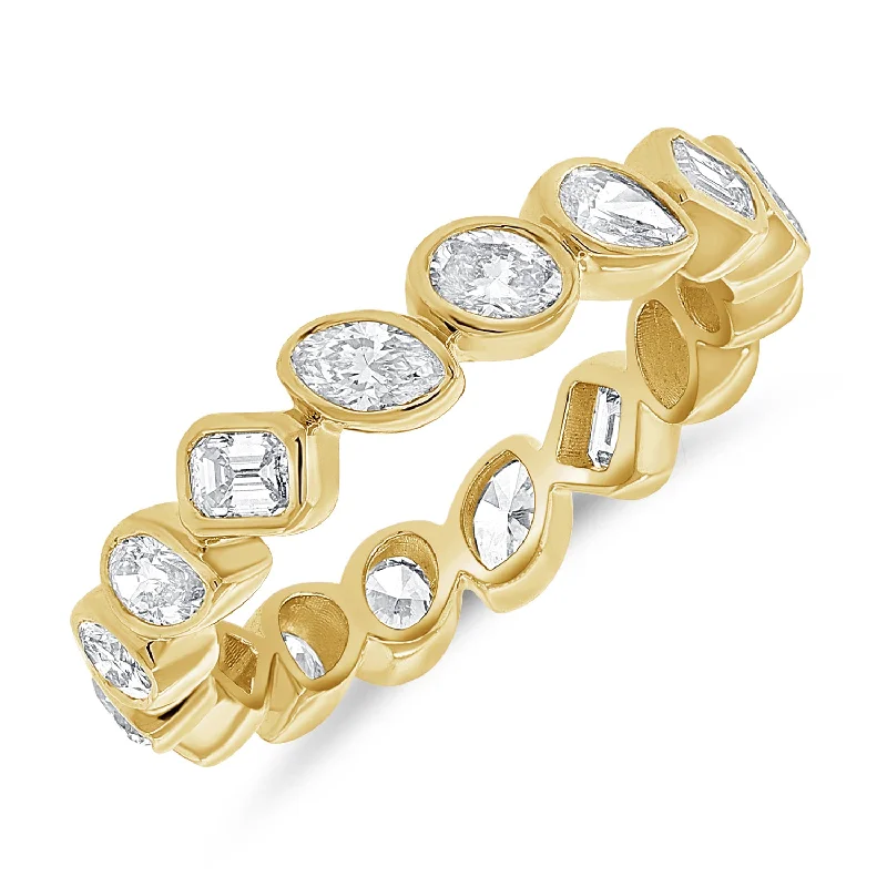 women's engagement rings with eternity band -Stunning 14K Gold Multi-Cut Diamond Eternity Band