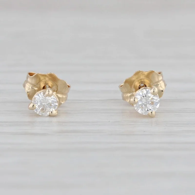 women's earrings with sleek finish -New 0.19ctw Diamond VS2 Stud Earrings 14k Yellow Gold Round Brilliant Studs