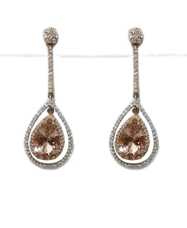 women's earrings with multicolored stones -14k Rose Gold Morganite Earrings