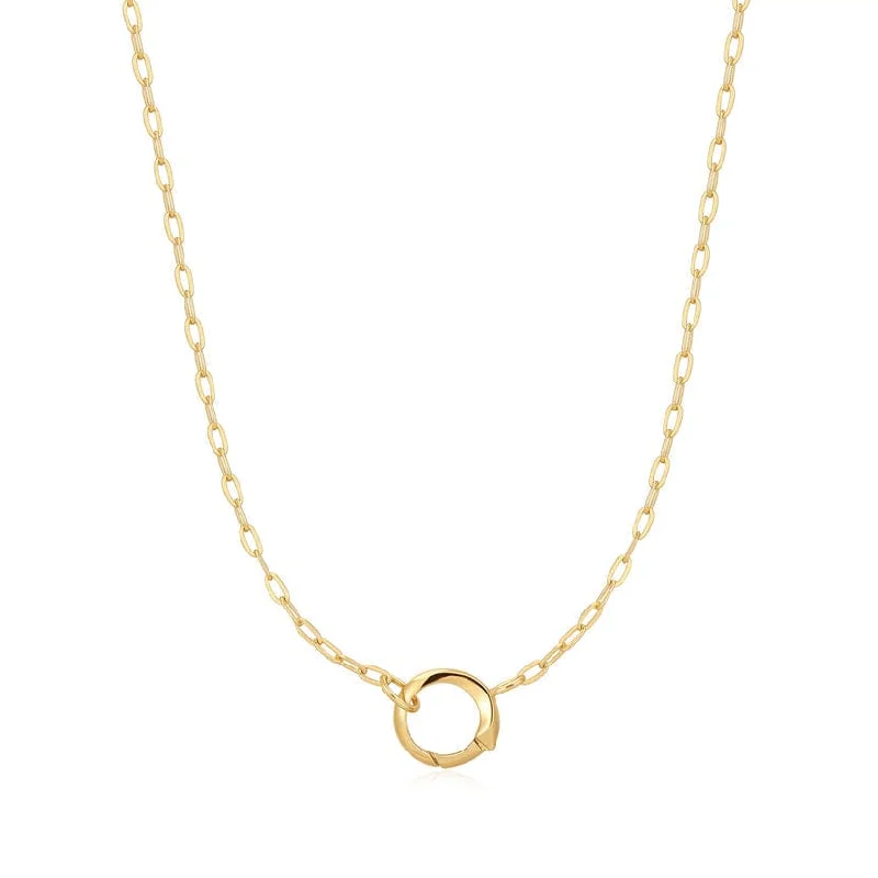 women's necklaces with diamond pendant -Gold Mini Link Charm Chain Connector Necklace