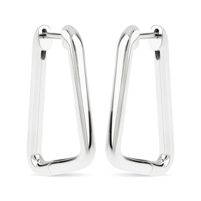 women's earrings with cubic zirconia -Silver Carabiner Hinge Earrings