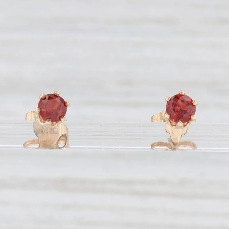 women's earrings with pave diamond -New 0.64ctw Round Garnet Stud Earrings 14k Yellow Gold January Birthstone