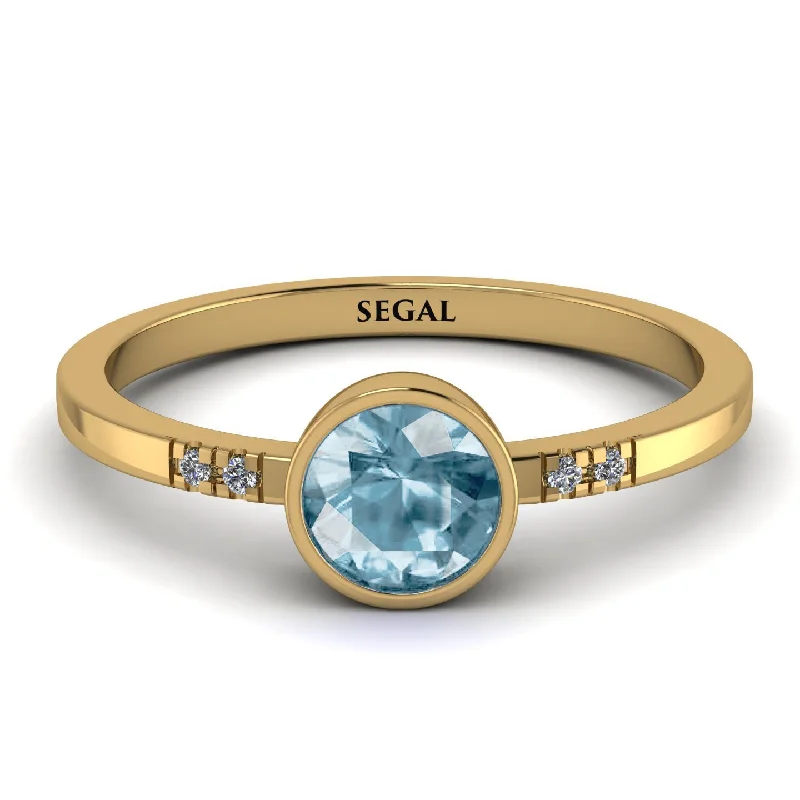 women's engagement rings with organic style -Bezel Minimalist Aquamarine Ring - Kinsley No. 401