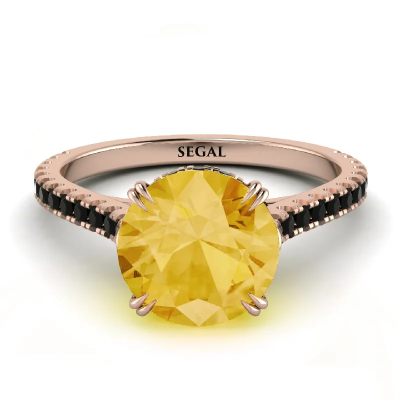 women's engagement rings with mixed gemstone -Hidden Diamond Double Cat Claw Prongs Citrine Ring - Hazel No. 608