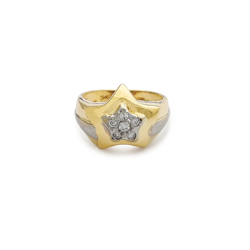 women's rings with emerald accent -Star Cluster Stone Ring (14K)