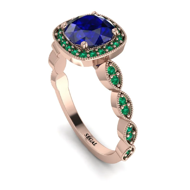 women's engagement rings with low setting -Vintage Inspired Sapphire Halo Ring - Frances No. 29