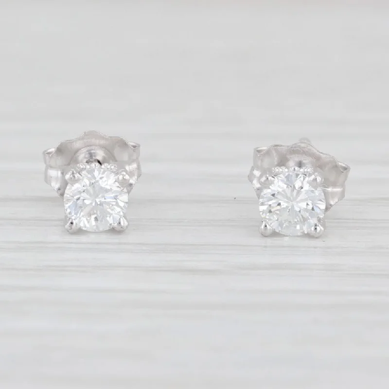 women's earrings with faceted gemstone -New 0.34ctw Diamond Stud Earrings 14k White Gold Round Solitaires