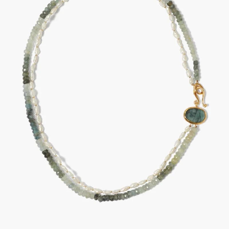 women's necklaces with fine craftsmanship -Marseille Moss Auamarine Necklace