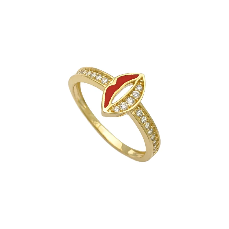 women's rings with oval-cut gemstone -Luscious Lips Ring (14K)