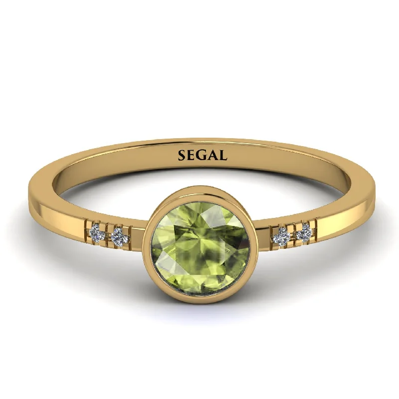 women's engagement rings with classic solitaire -Bezel Minimalist Peridot Ring - Kinsley No. 701