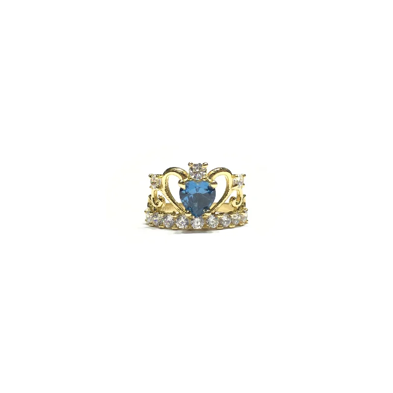 women's rings with vintage style -December Birthstone Heart Crown Ring (14K)