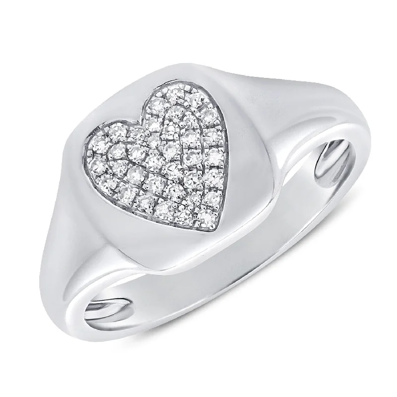 women's engagement rings with platinum band -14k Gold & Diamond Heart Ring