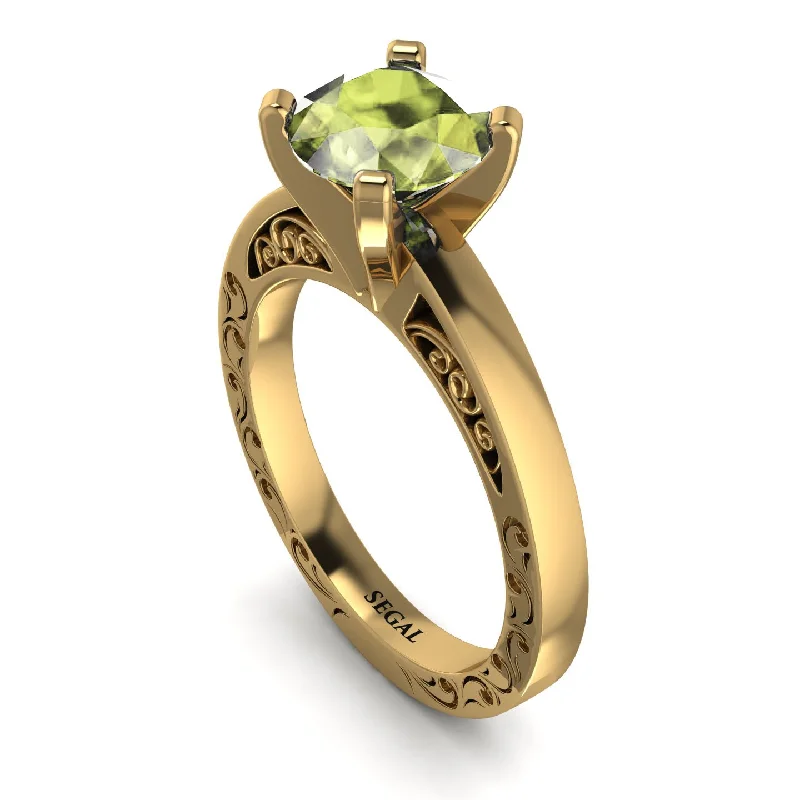 women's engagement rings with diamond solitaire -Vintage Solitaire Peridot Ring - Vera No. 701