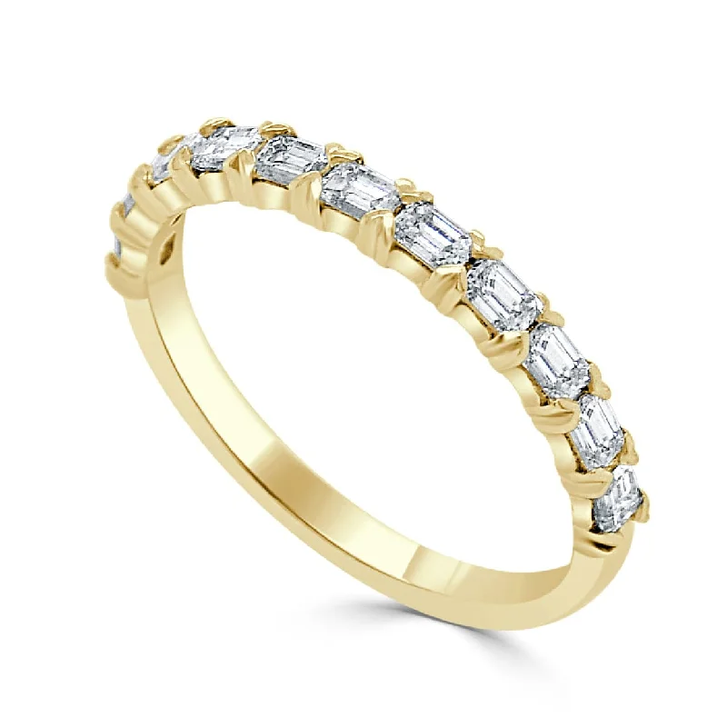 women's engagement rings with large center stone -14k Gold & Emerald-Cut Diamond Stackable Ring