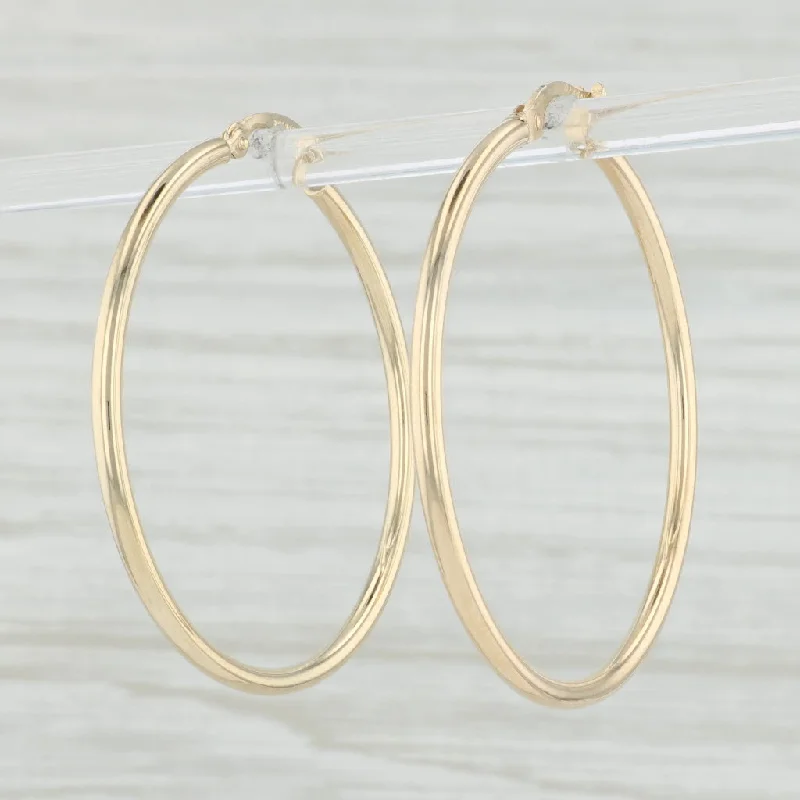 women's earrings with matching bracelet -New Round Hoop Earrings 14k Yellow Gold 2 x 39mm Pierced Hoops