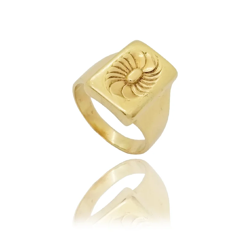 women's rings with diamond halo -Spiral Door Yellow Gold Ring (14K)