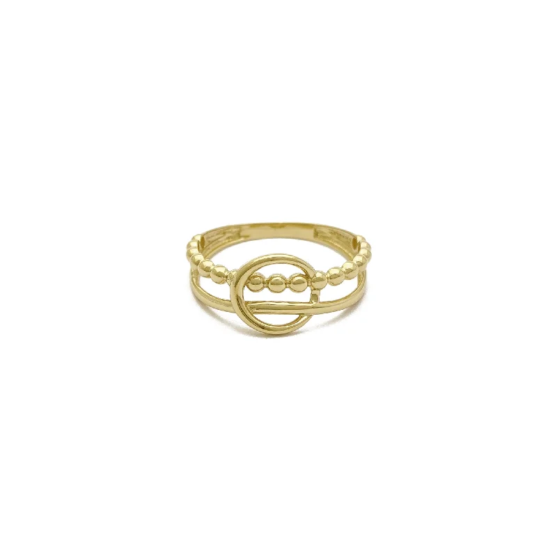 women's rings gold -Interlocked Bead & Wire Hemiband Ring (14K)