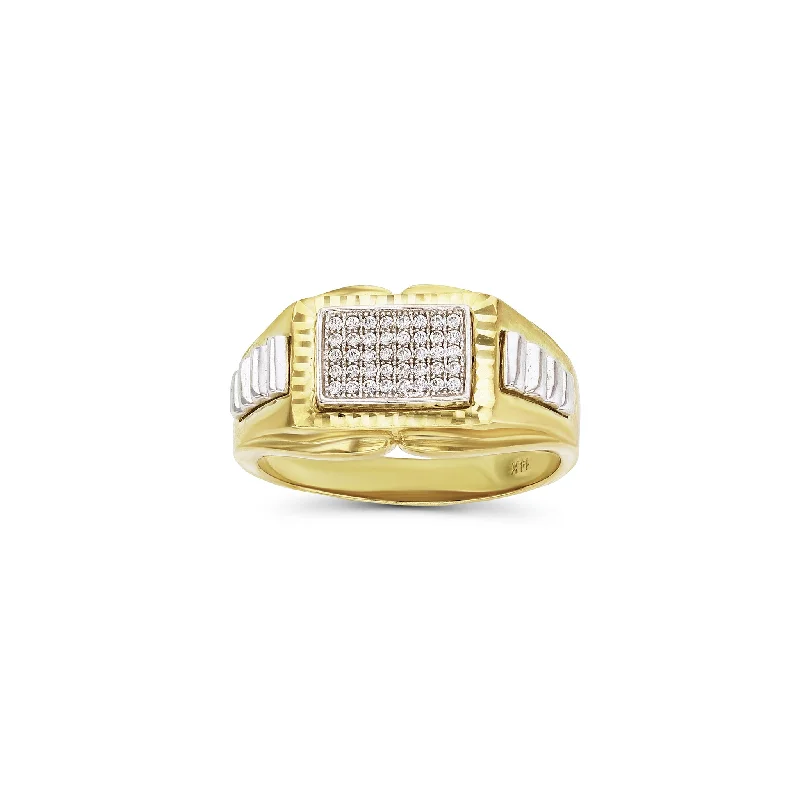 women's rings with radiant-cut diamond -Two-Tone Pave Men's Ring (14K)