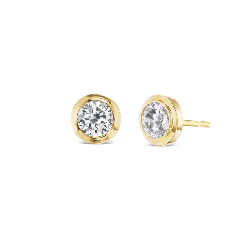 women's earrings diamond -SHIELD BEZEL SET DIAMOND STUD EARRINGS