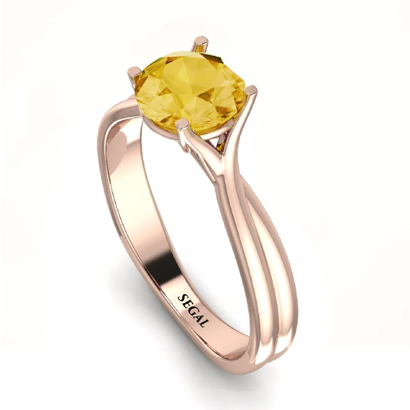 women's engagement rings with twist design -Solitaire Twist Shank Citrine Ring - Eleanor No. 602