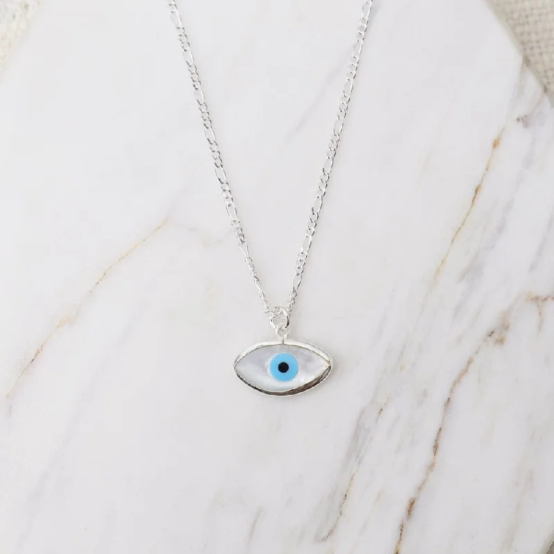 women's necklaces with romantic pendant -Sterling Silver Eye Pendant Necklace