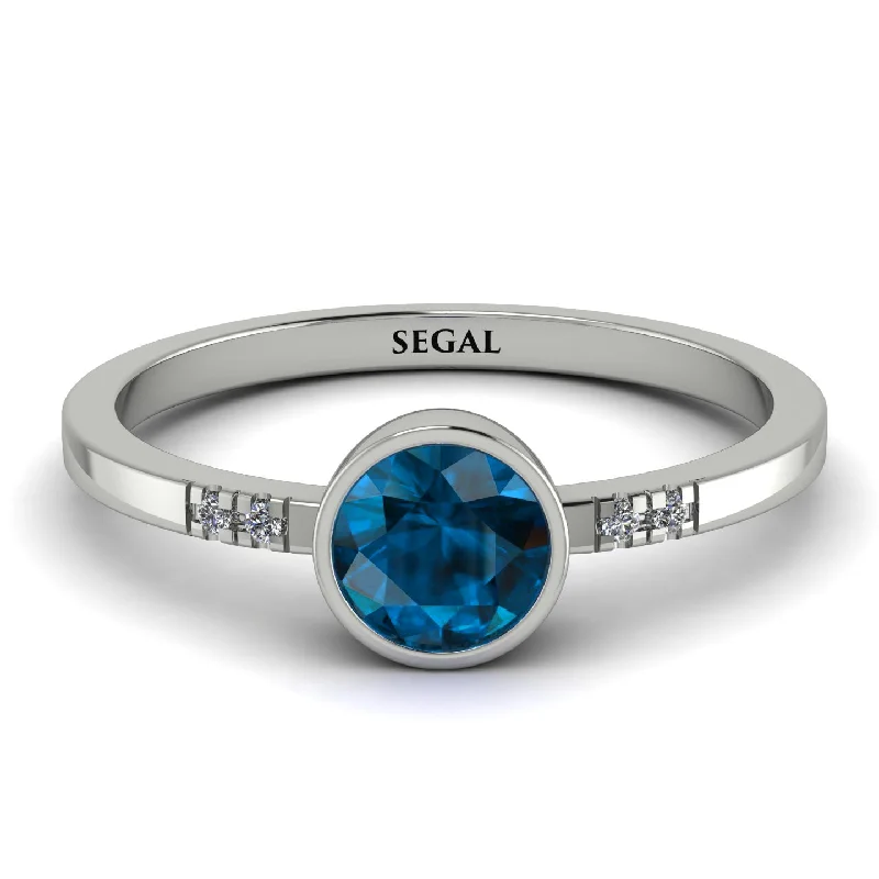 women's engagement rings with bezel setting -Bezel Minimalist Blue Topaz Ring - Kinsley No. 503