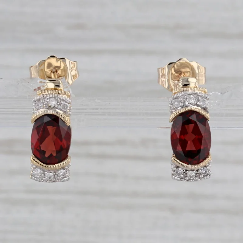 women's earrings with custom design -2.08ctw Garnet Diamond Stud Earrings 10k Yellow Gold January Birthstone