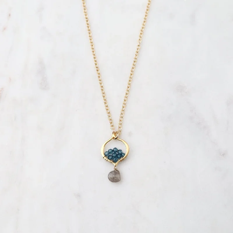 women's necklaces with geometric pendant -Arabesque Labradorite and Blue Quartz Necklace