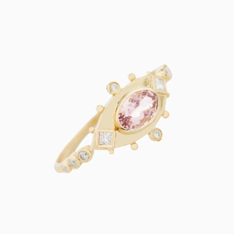 women's engagement rings with opal accent -Pink Tourmaline & Diamonds Ring