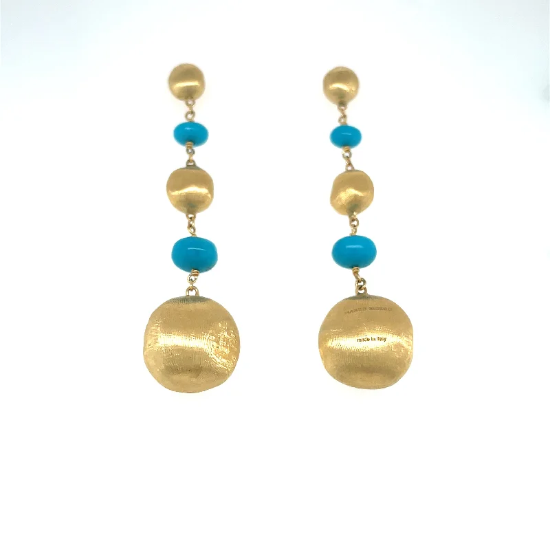 women's earrings with mixed metals -Marco Bicego Yellow Gold Earrings with Turquoise