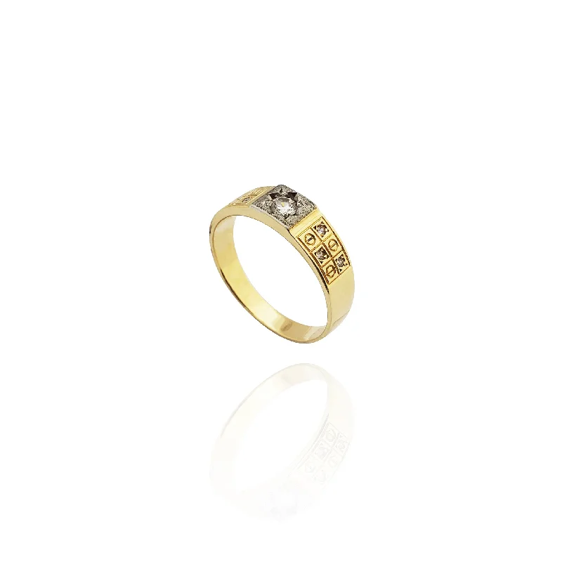 women's rings with bold look -Sunfall Imprint CZ Ring (14K)