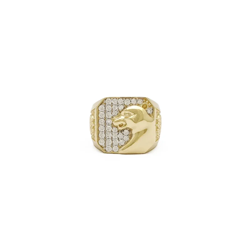 women's rings gold -Icy Panther Signet Ring (14K)