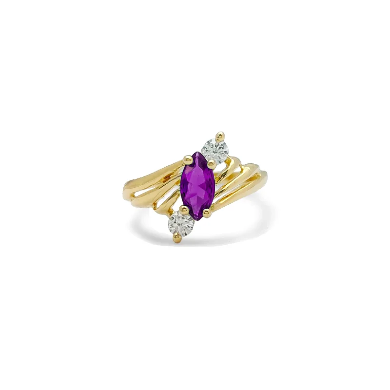 women's rings with understated beauty -Bypass Purple Marquise Triumvirate Ring (14K)