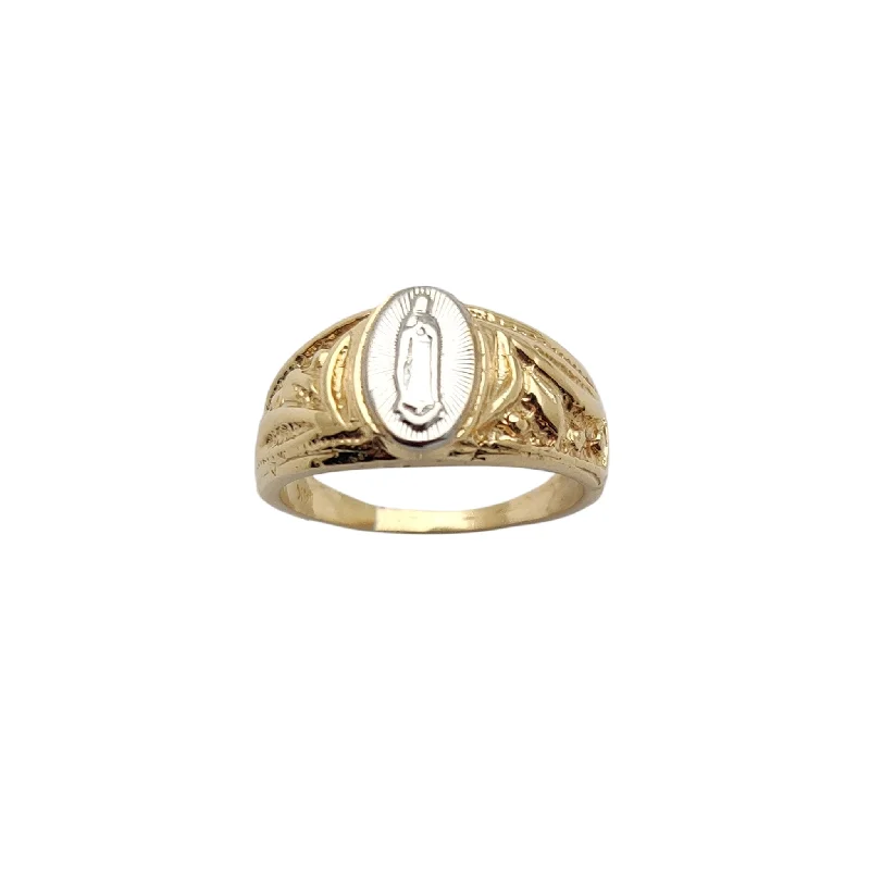 women's rings with multi-stone setting -Two-Tone Virgin Mary Ring (14K)