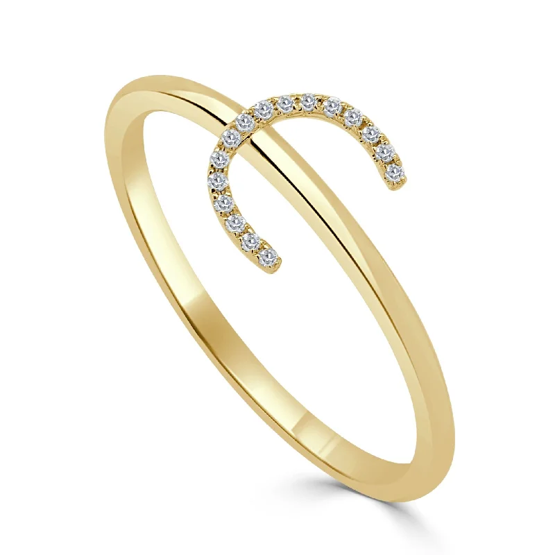 women's engagement rings with eternity setting -14K Gold & Diamond Initial Ring