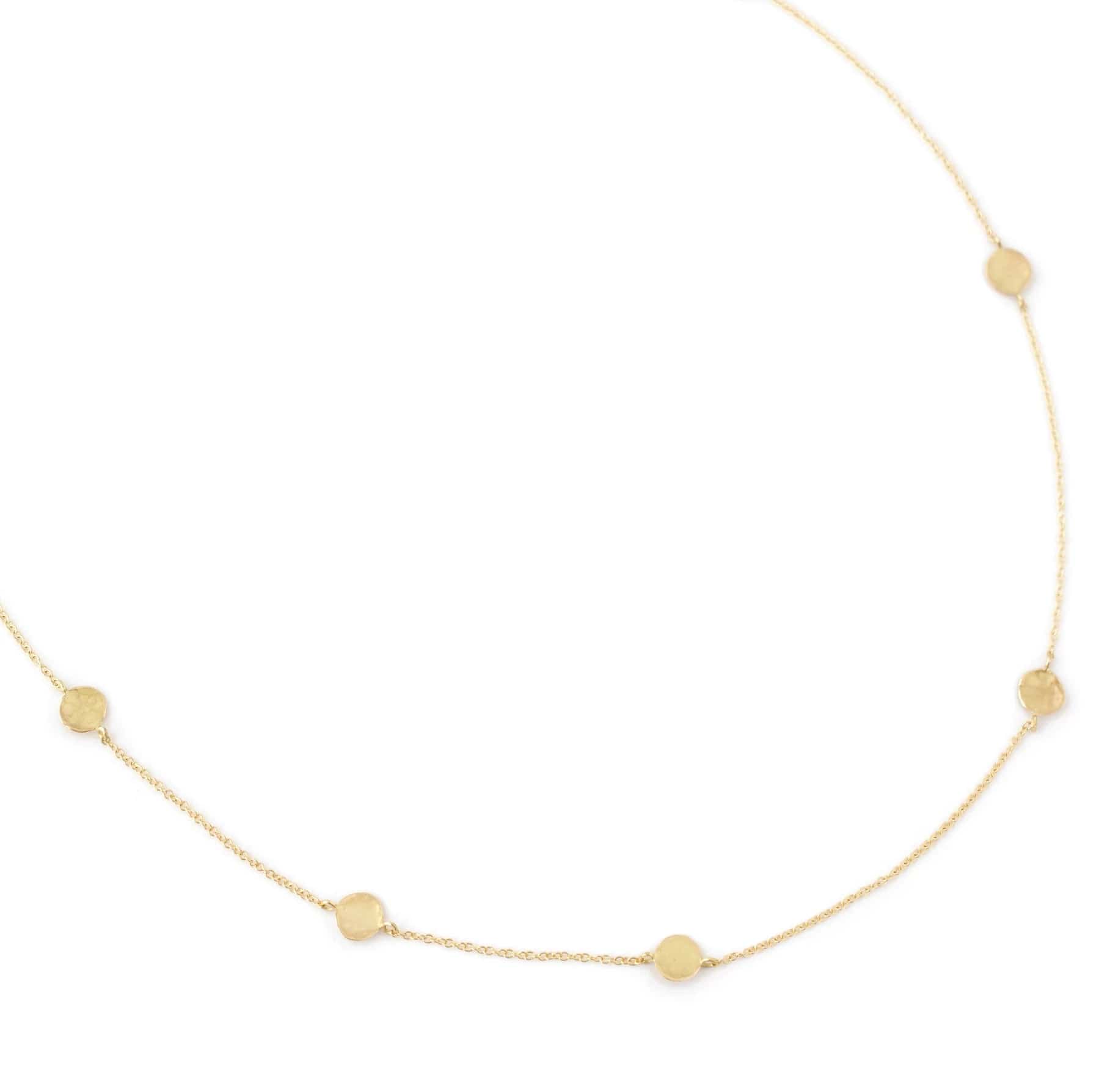 women's necklaces with delicate gold chain -Eight Hammered Gold Disc Necklace