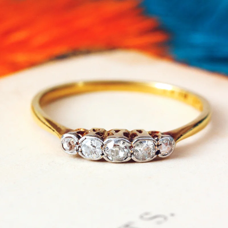 women's engagement rings with diamond halo -Vintage 1920's Diamond Five Stone Ring