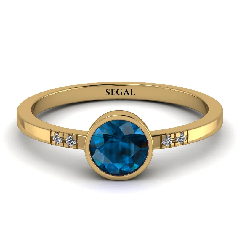 women's engagement rings with three-stone design -Bezel Minimalist Blue Topaz Ring - Kinsley No. 501