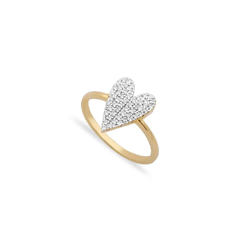 women's engagement rings with halo design -Pavé Diamond 14K Heart Ring