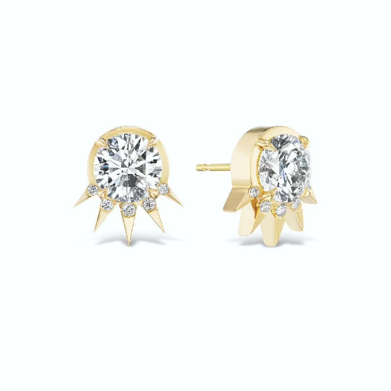 women's earrings with statement design -DIAMOND STUD EARRINGS WITH SPIKES