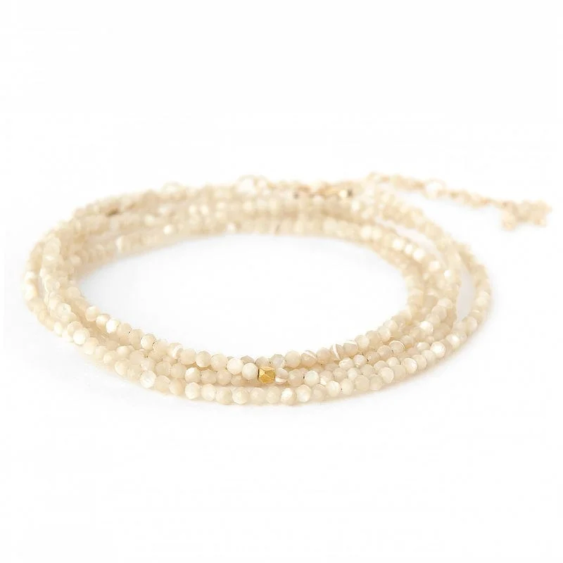 women's necklaces with pearl drop -Mother of Pearl Wrap Bracelet & Necklace with 18k Gold Hex Bead