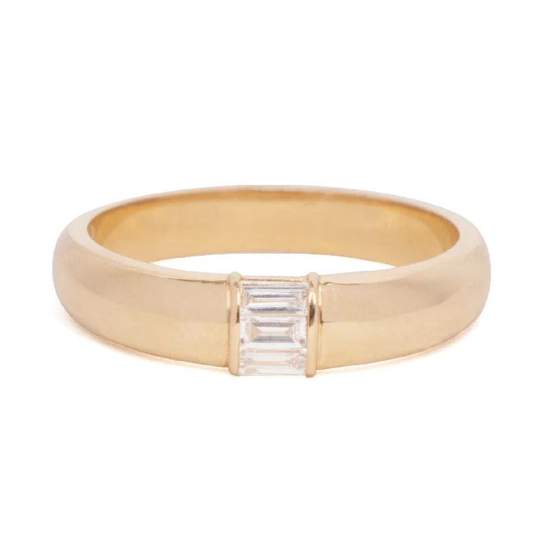 women's engagement rings with yellow gold -Baguette Diamond Wrapped Ring