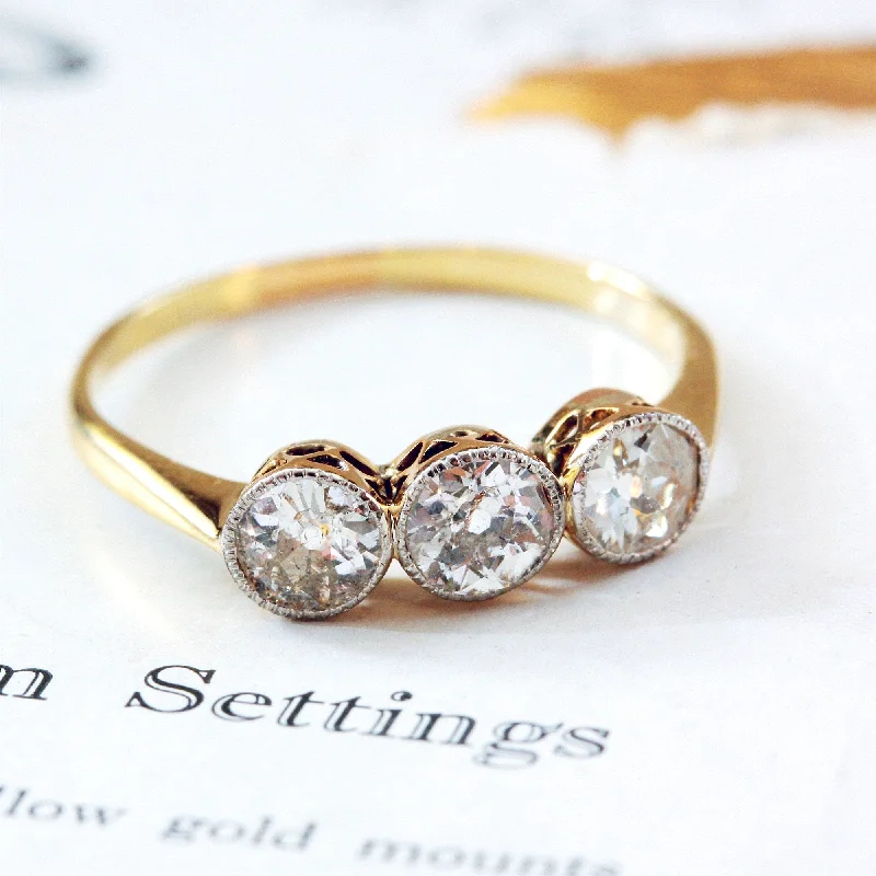 women's engagement rings with subtle elegance -Spellbound! Vintage Hand Cut Diamond Trilogy Ring