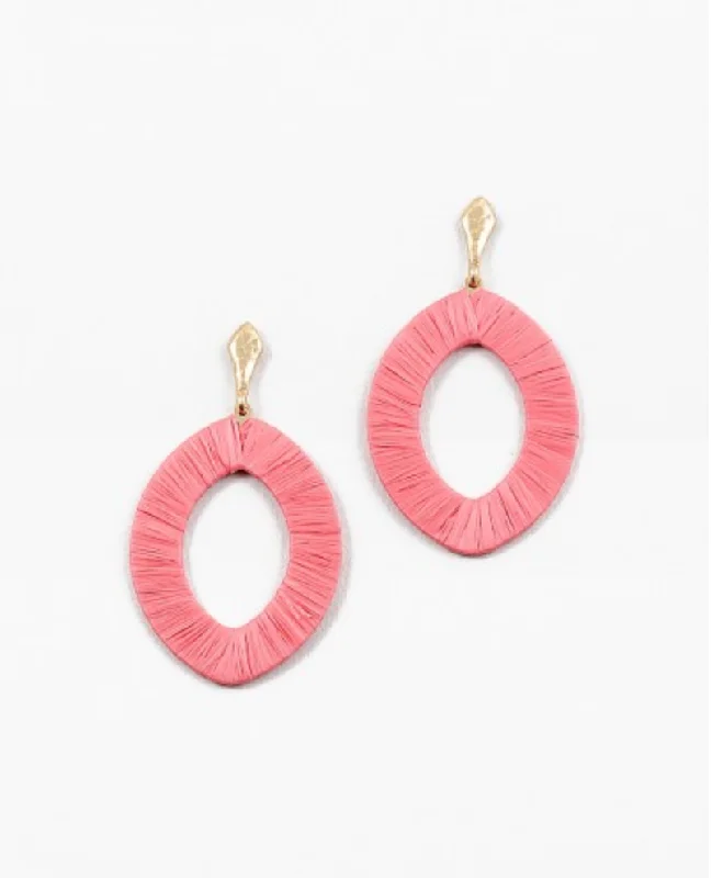 women's earrings with hoop with gemstone -Pink Fabric Earrings